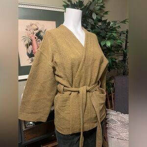 Madewell Mustard Textured Kimono Cardigan